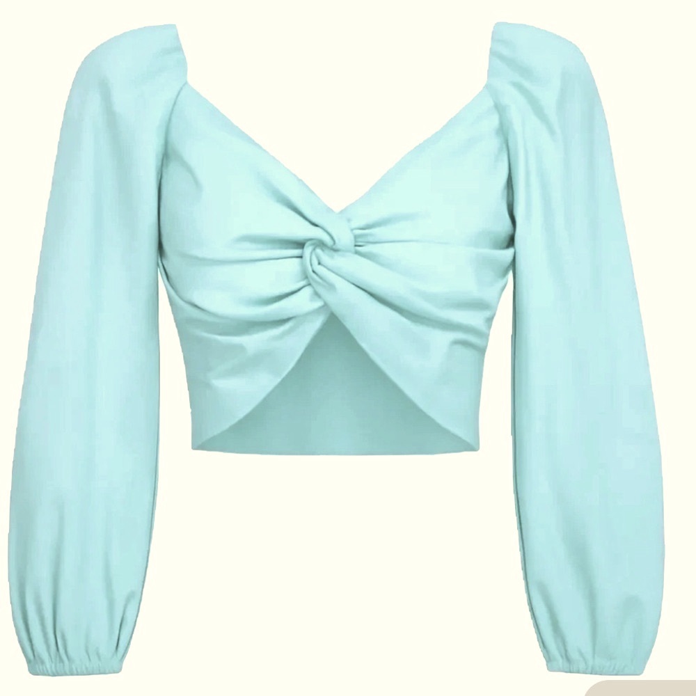Chic Blue Knot Front Blouse